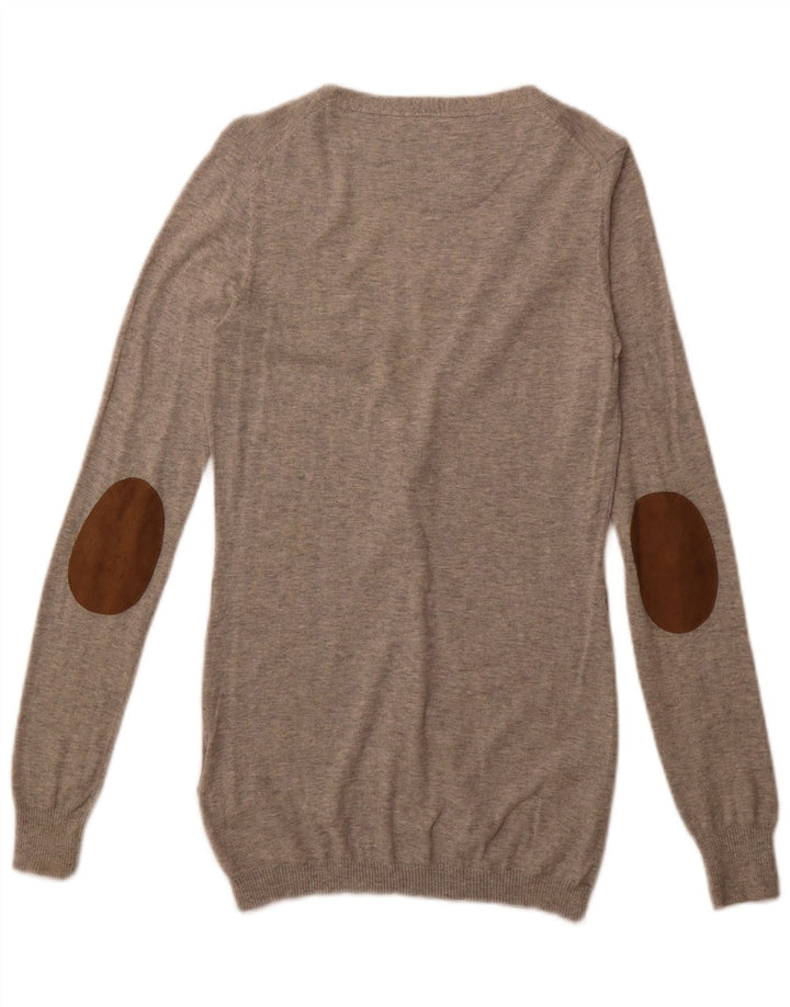 MASSIMO DUTTI Womens Cardigan Sweater UK 10 Small Grey Colourblock Cotton