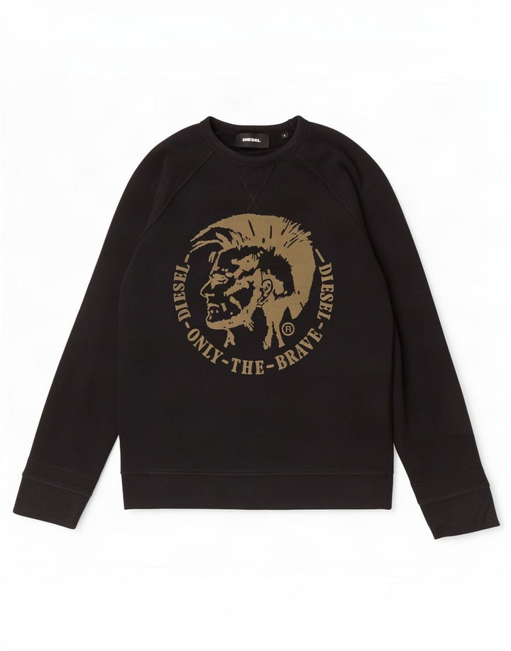 Diesel Herre Grafisk Sweatshirt Jumper Stor Sort Bomuld