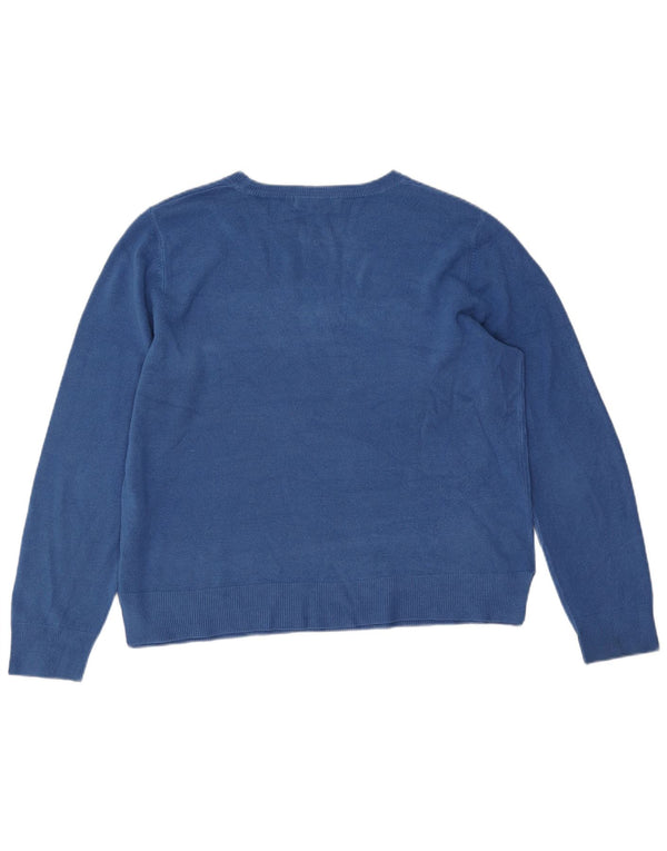 Marks & Spencer Dame Boat Neck Jumper Sweater UK 18 XL Blå Akryl