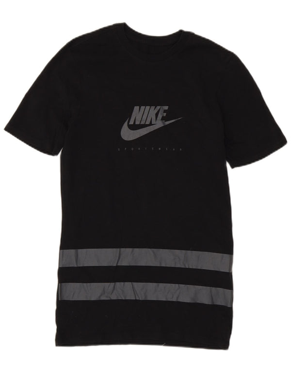 Nike Dame Athletic Cut Grafisk T-Shirt Kjole UK 6 XS Sort Bomuld