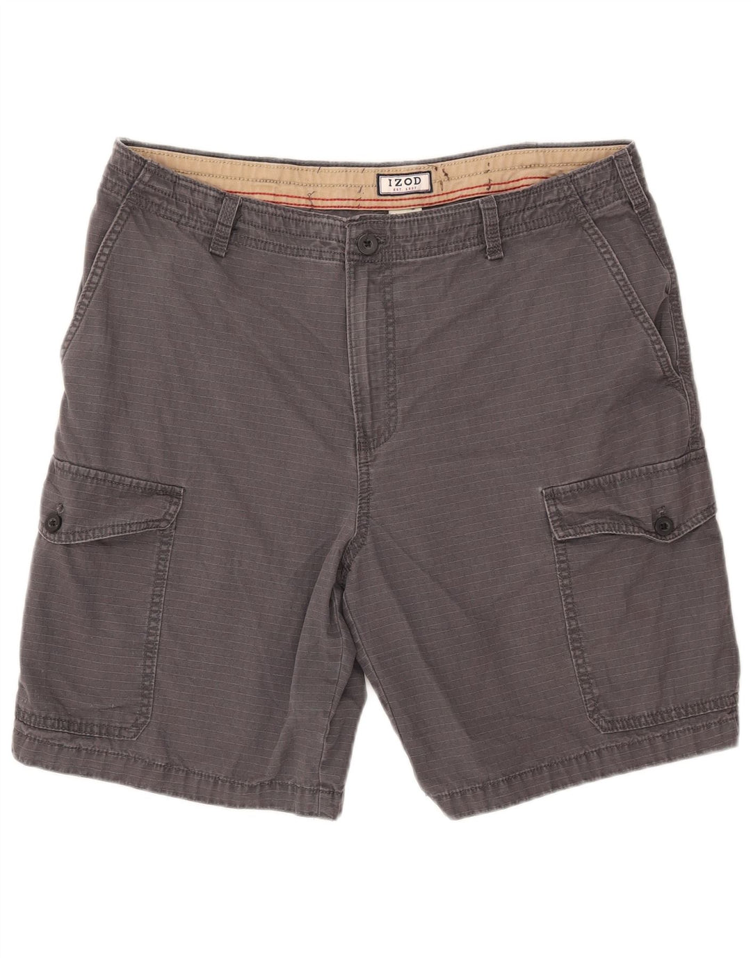 Izod Herre Cargo Shorts W34 store gråstribede bomuld