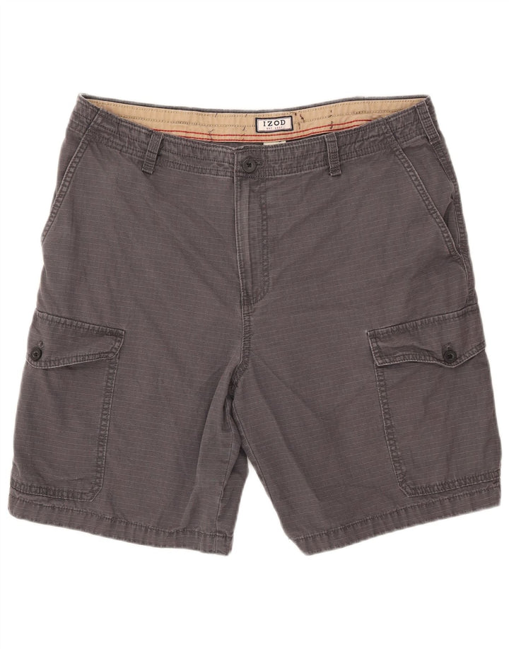 Izod Herre Cargo Shorts W34 store gråstribede bomuld