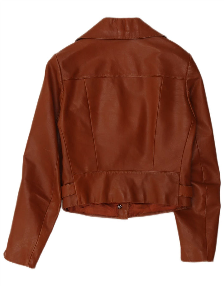 Vintage dame 2-knaps læder blazerjakke UK 4 XS Brun