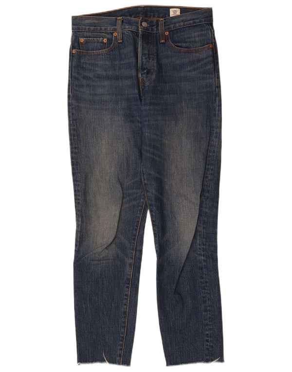 Levi's kvinders hvid eg højtaljede lige jeans W28 L28 blå bomuld
