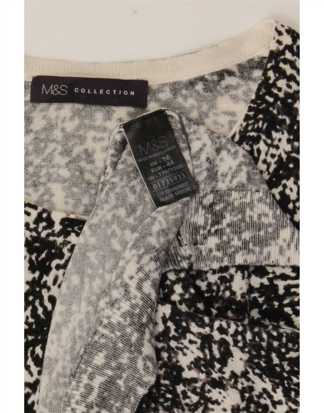 Marks & Spencer kvinders abstrakt mønster cardigan sweater UK 16 Large Black