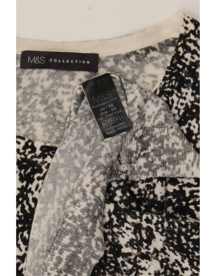 Marks & Spencer kvinders abstrakt mønster cardigan sweater UK 16 Large Black