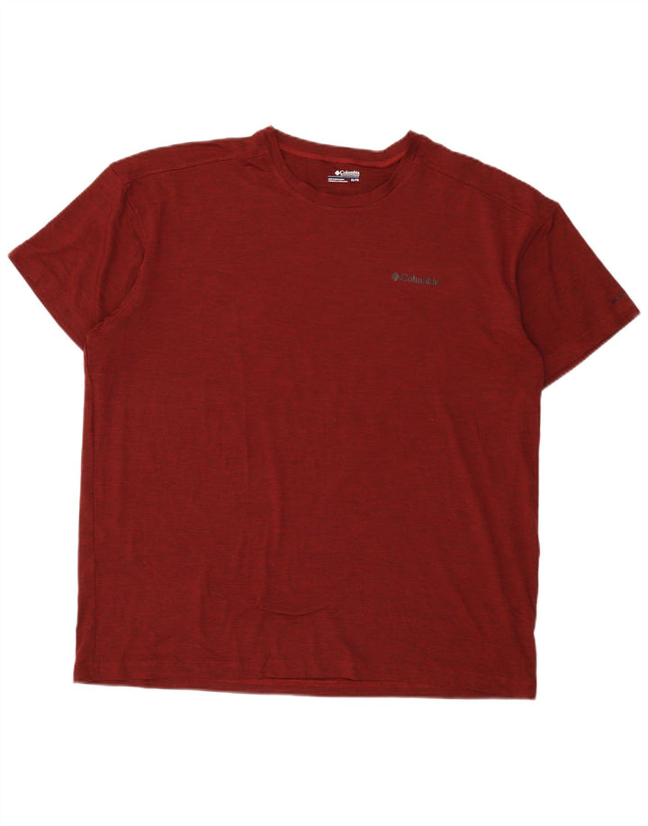 Columbia Herre T-Shirt Top XL Burgundy Polyester