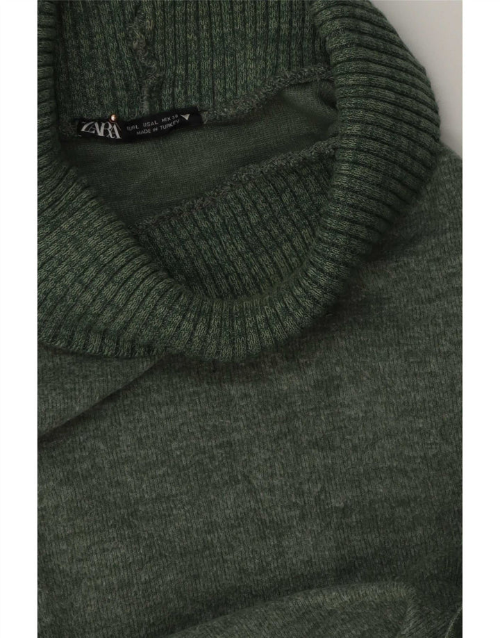 Zara Dame Rullehals Sweater UK 16 Stor Grøn