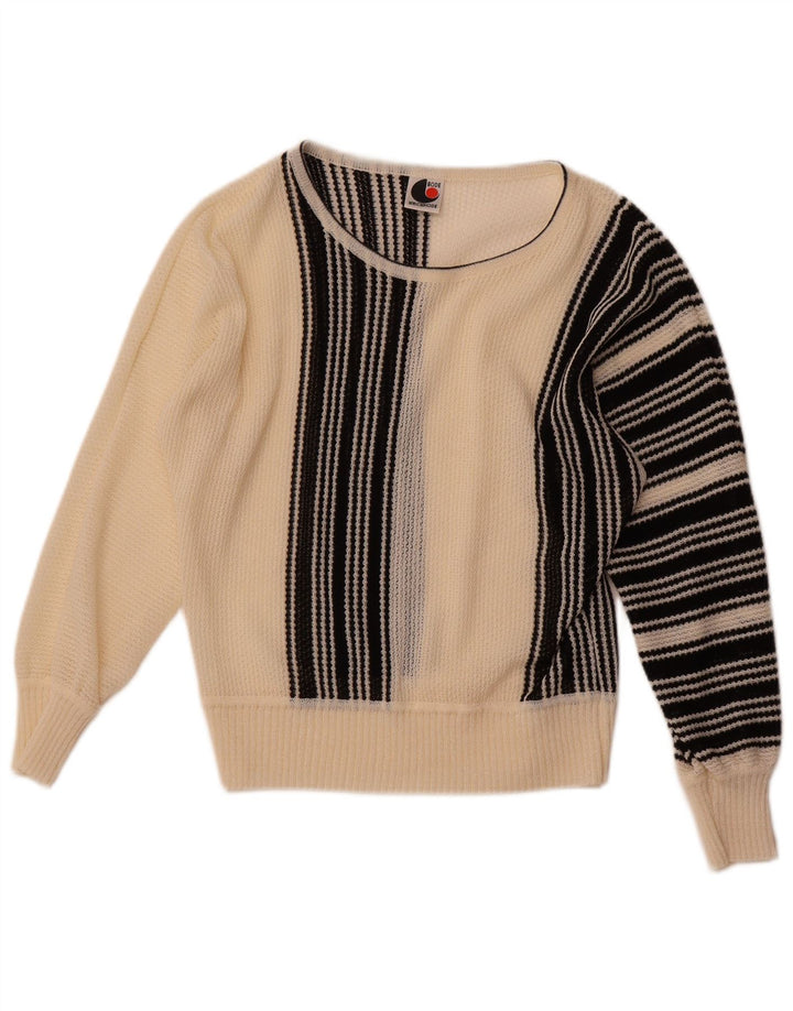 BODE Dame Boat Neck Jumper Sweater EU 40 Medium Off White Stribet