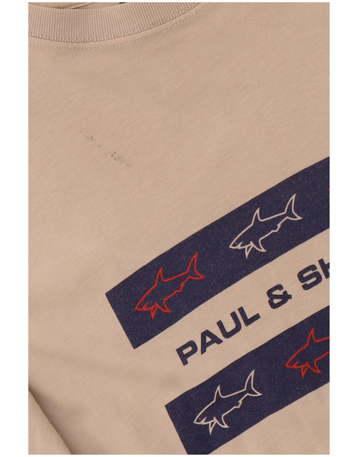 PAUL & SHARK Herre Yachting Grafisk T-Shirt Top XL Beige Bomuld