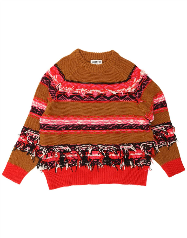 Essentiel Dame sweater med rund hals DK 14 Mellem brun stribet