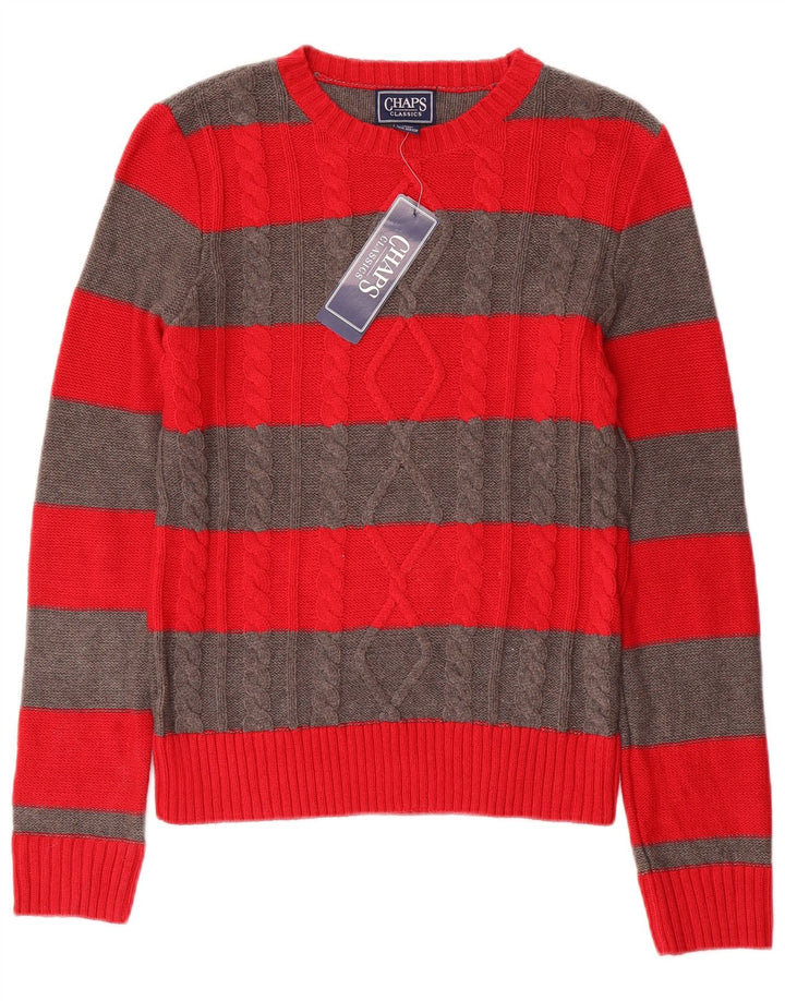 Chaps Dame Klassikere Boat Neck Jumper Sweater UK 10 Lille Rød Stribet