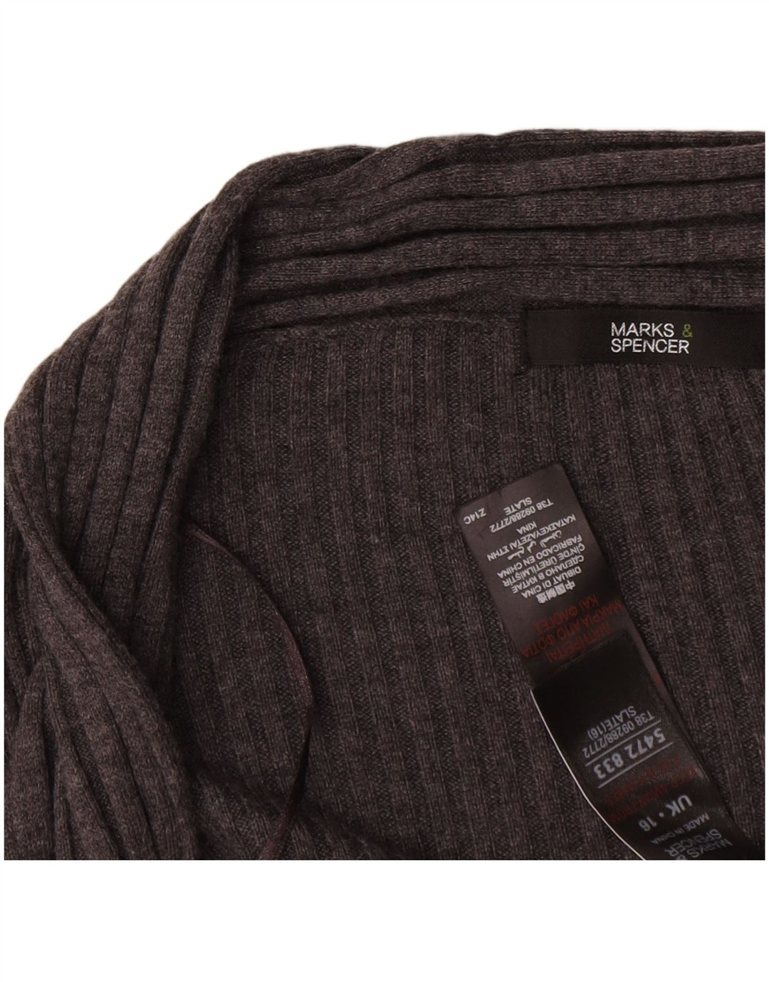 Marks & Spencer Dame Longline Open Cardigan Sweater UK 18 XL Grå
