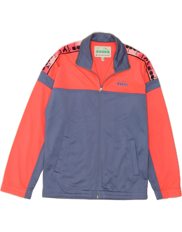 DIADORA Mens Graphic Tracksuit Top Jacket UK 38 Medium Red Colourblock Vintage Diadora and Second-Hand Diadora from Messina Hembry 