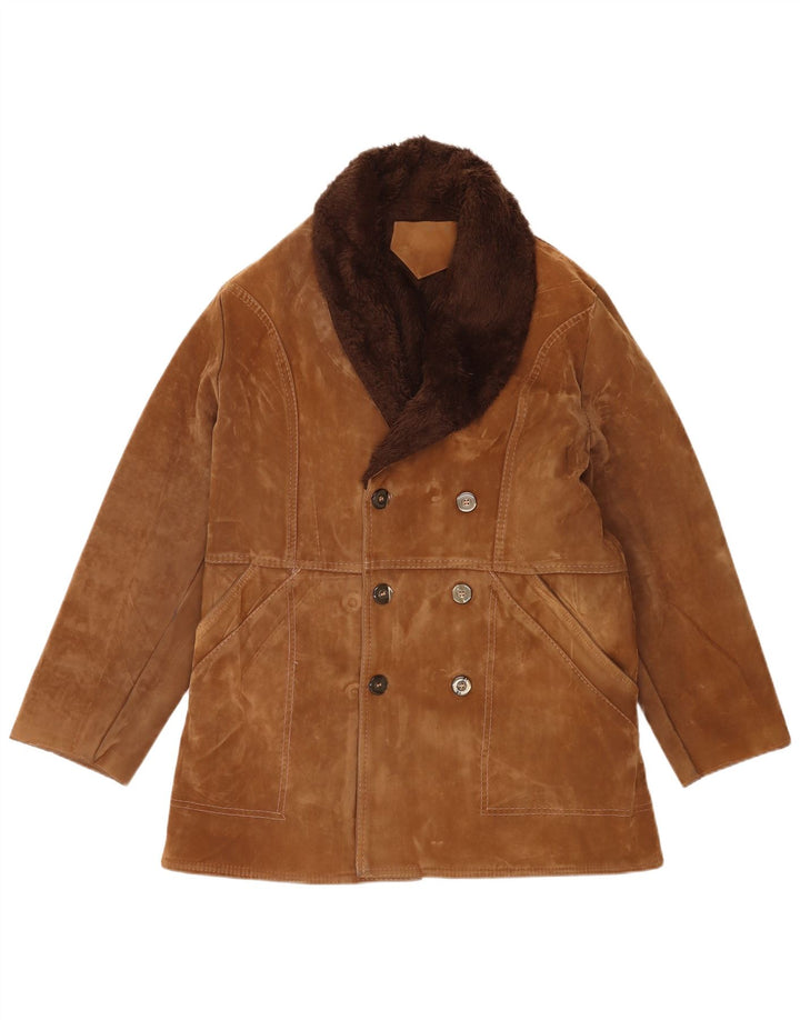 Vintage herre dobbeltradet shearling jakke UK 38 medium brun