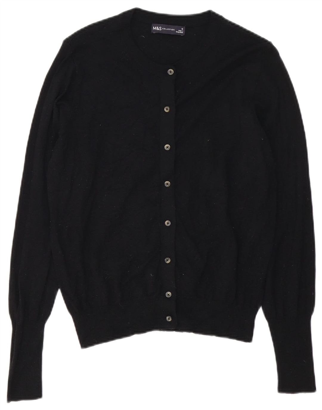 MARKS & SPENCER Dame cardigan sweater UK 12 Medium Black Viscose