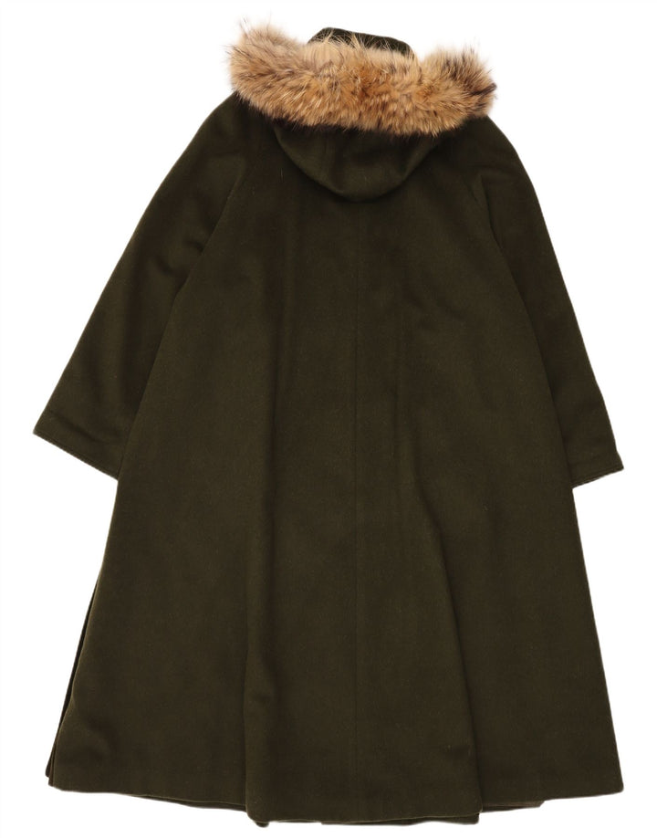 Moessmer Dame Hætte Oversized Overfrakke UK 10 Small Khaki