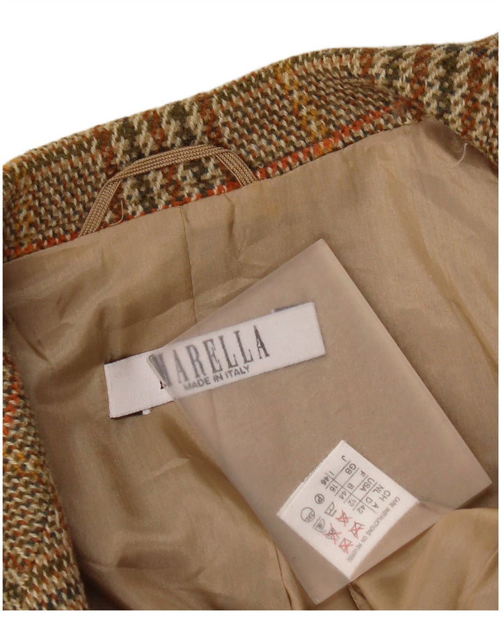 Marella Dame 2 Button Blazer Jacket UK 16 Large Brown Houndstooth