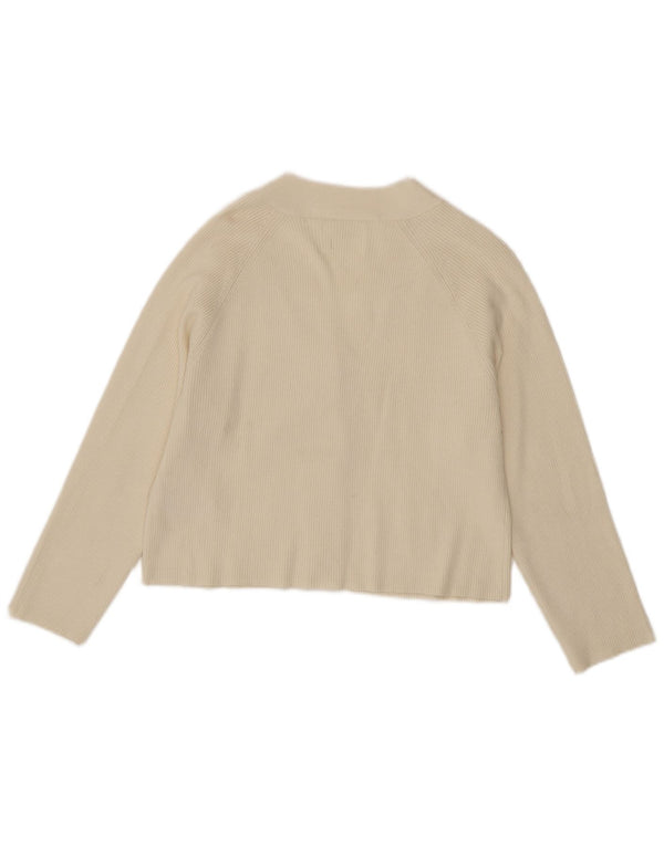 Zara Girls Crop Cardigan Sweater 11-12 År Beige Viscose