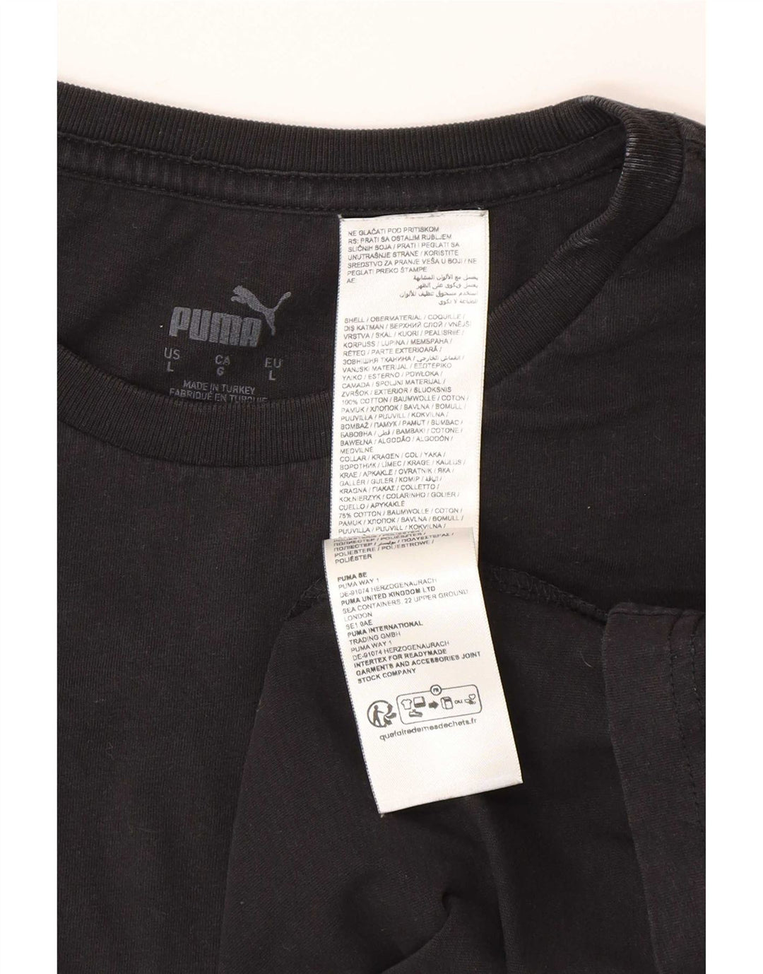 Puma Herre T-Shirt Top Stor Sort Bomuld