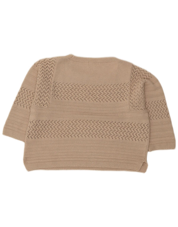 Monsoon Womens Crop 3/4-ærmet bådhalstrøje trøje UK 14 Medium Beige