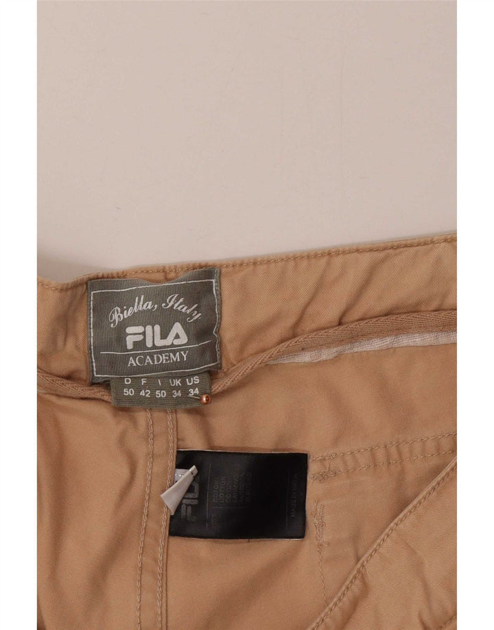 Fila Herre Cargo Shorts W34 Stor Beige Bomuld