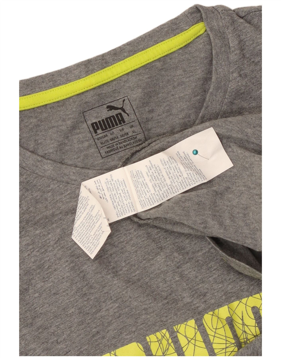 Puma Herre Grafisk T-Shirt Top XL Grå Bomuld