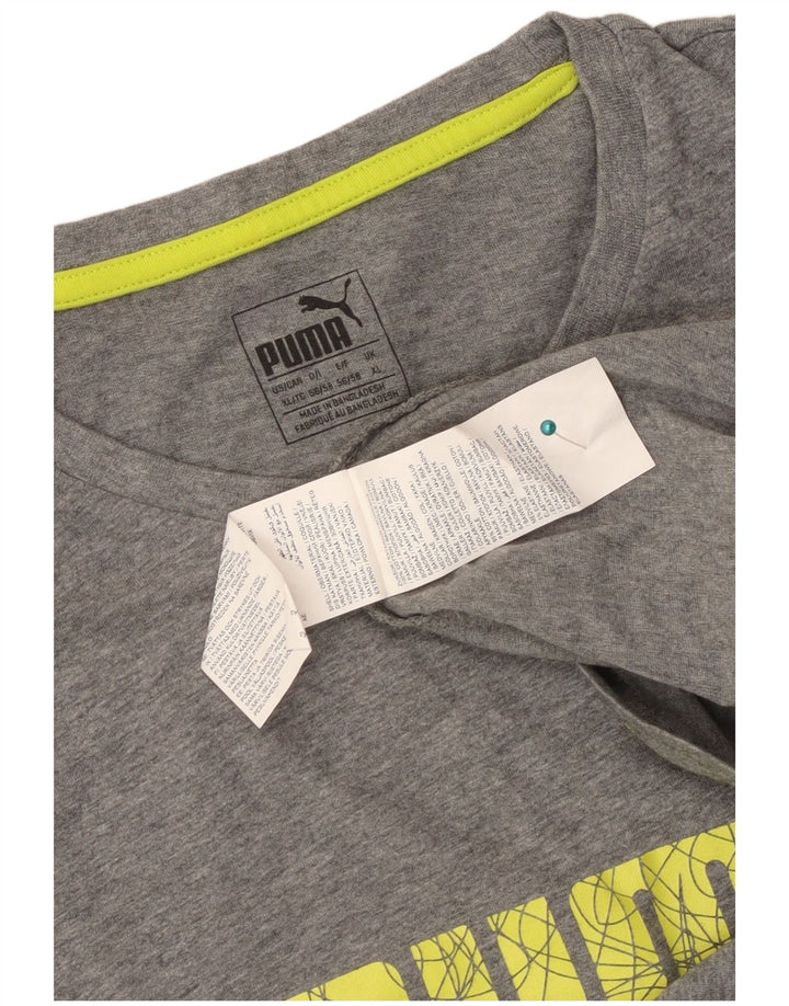 Puma Herre Grafisk T-Shirt Top XL Grå Bomuld