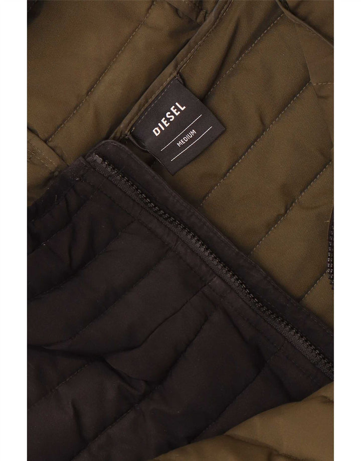 Diesel Herre hættepolstret jakke UK 38 Medium Khaki Colourblock