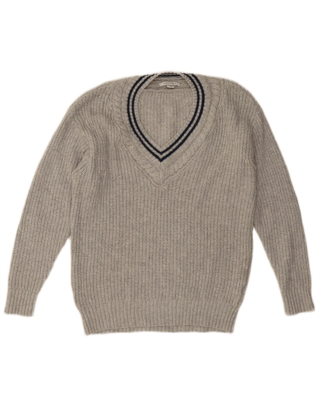 American Eagle Herre V-hals sweater lille grå bomuld