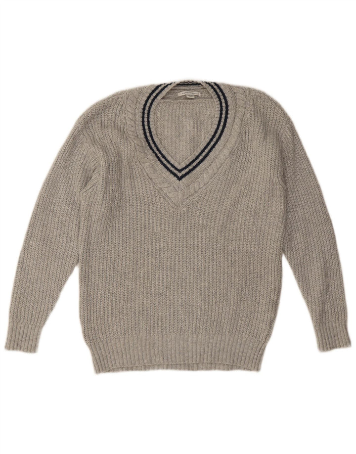 American Eagle Herre V-hals sweater lille grå bomuld