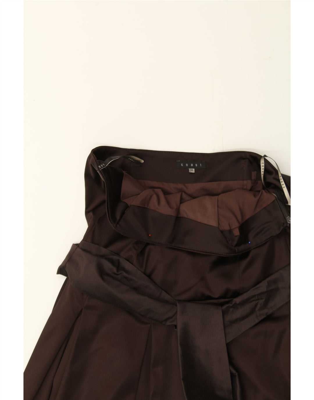 COAST Womens Strapless Dress UK 14 Medium Brown Acetate Vintage Coast and Second-Hand Coast from Messina Hembry 