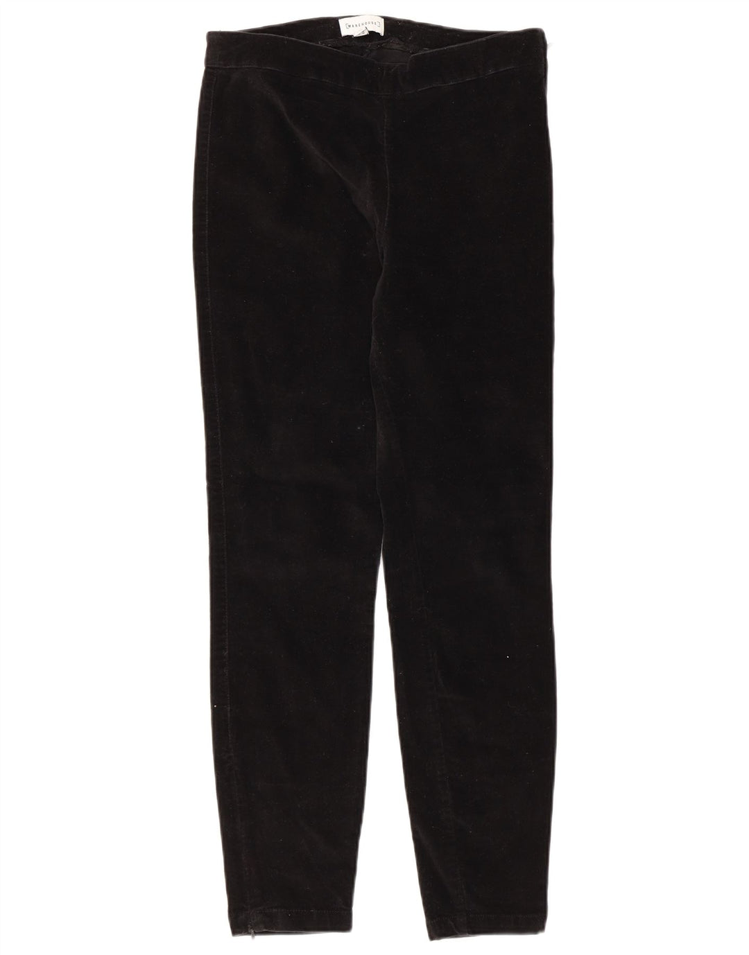 WAREHOUSE Dame Slim Velvet Casual Bukser UK 10 Small W30 L27 Black