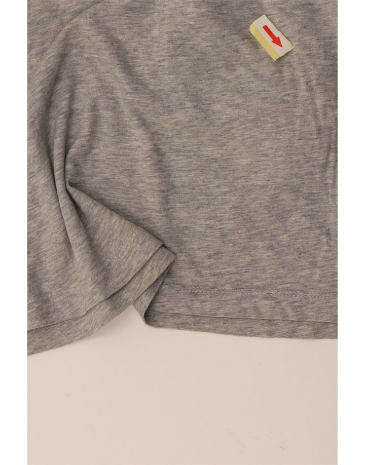 CALVIN KLEIN Dame Crop Grafisk T-Shirt Top UK 6 XS Grå Bomuld