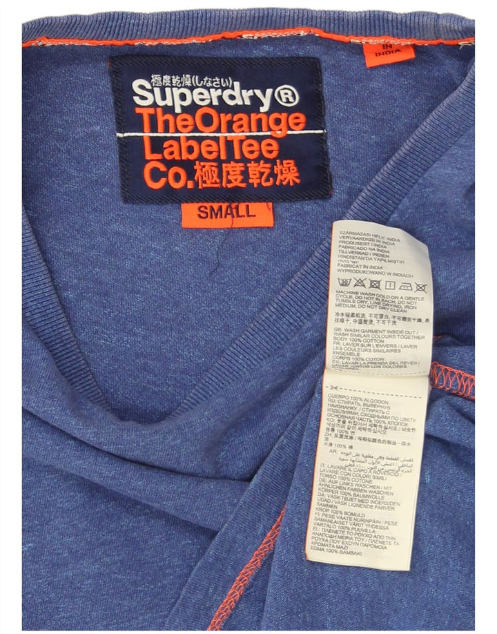 Superdry T-shirt top til mænd, lille blå flækket bomuld