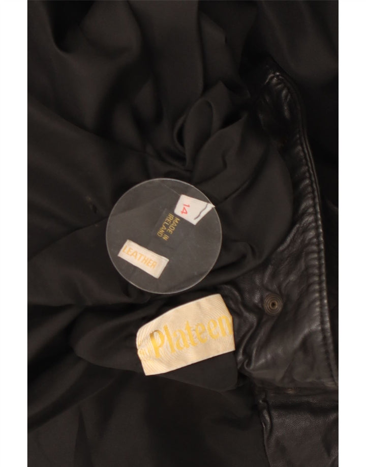 VINTAGE Oversized læderjakke til kvinder UK 14 Stor sort læder