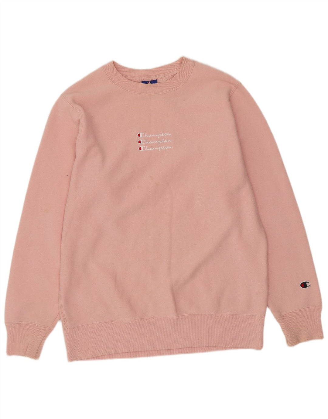 Champion Womens Oversized Sweatshirt Jumper UK 10 Small Pink Bomuld