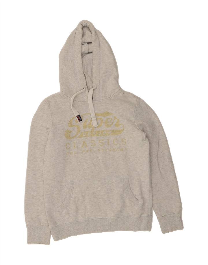 SUPERDRY Womens Graphic Hoodie Jumper UK 12 Medium  Grey Cotton Vintage Superdry and Second-Hand Superdry from Messina Hembry 