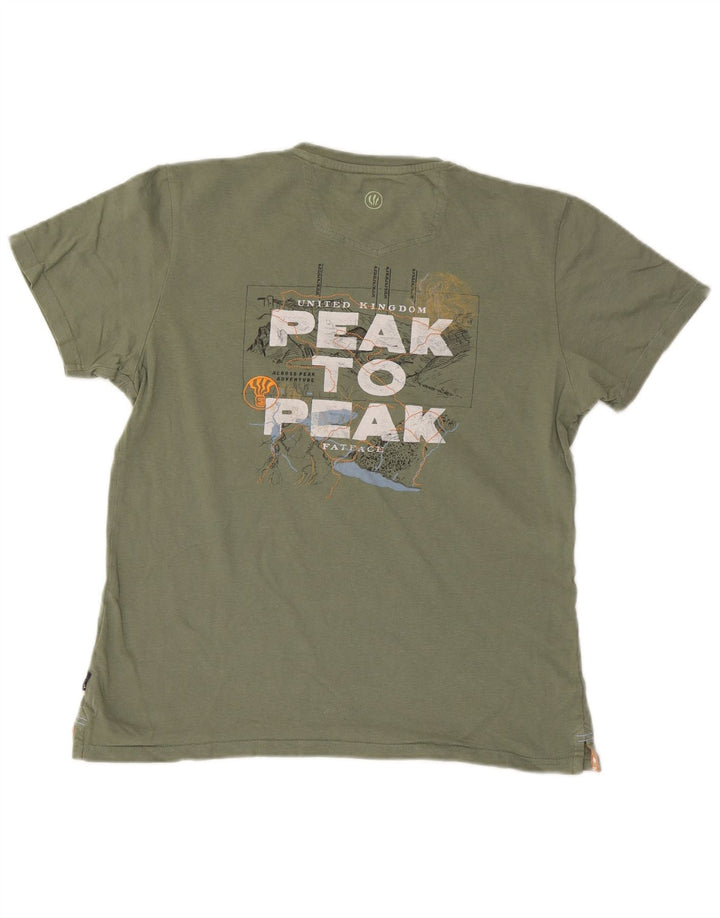 Fat Face Herre grafisk T-shirt Top Medium Grøn Bomuld