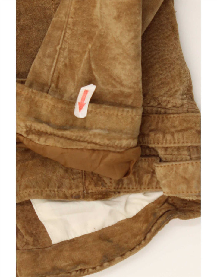 Zara Dame Crop Ruskindsjakke UK 12 Medium Beige Læder