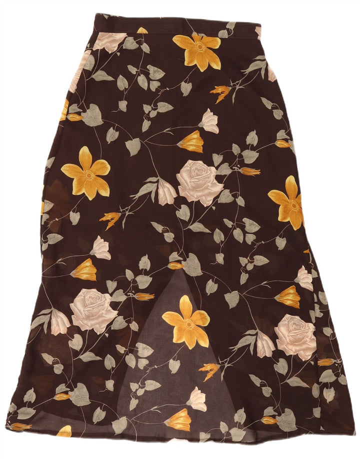 Vintage Midi-nederdel til kvinder W28 Medium Brown Floral