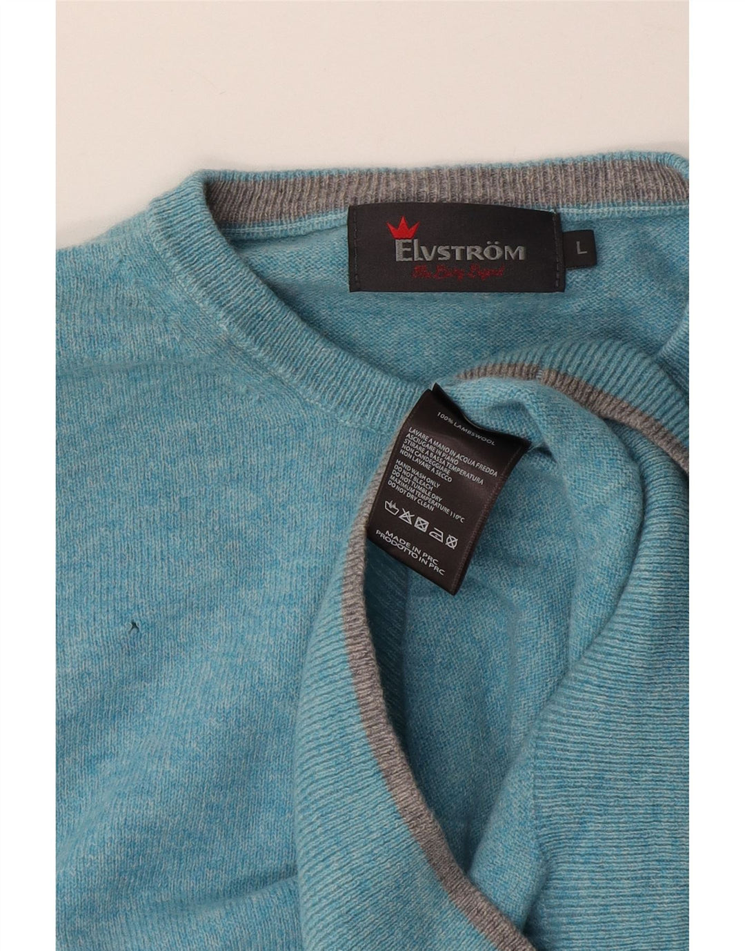 Elvstrom Herre Crew Neck Jumper Sweater Large Blue Flecked Wool