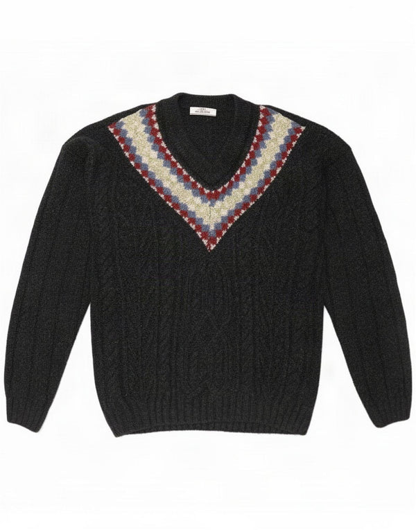Ciao Herre V-hals sweater XL Black Fair Isle New Wool