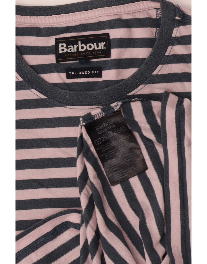 Barbour herre skræddersyet pasform T-shirt top mellem marineblå stribet bomuld