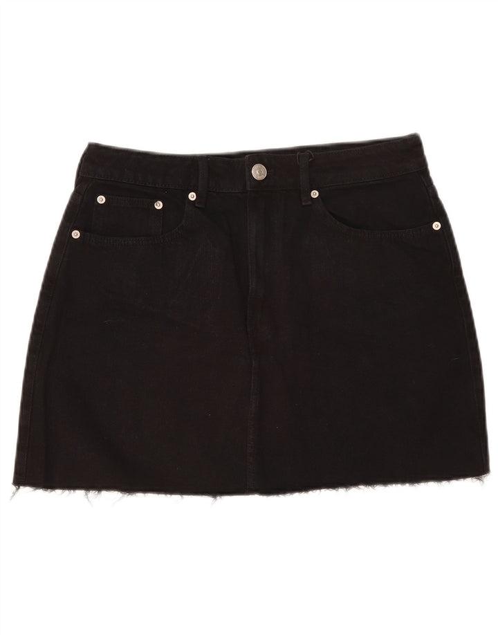 Zara Dame Denim Nederdel Large W30 Sort Bomuld