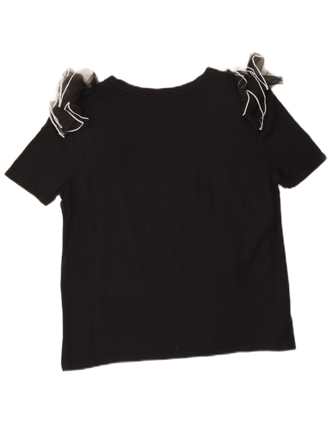Zara Dame Bluse Top UK 10 Small Black Bomuld