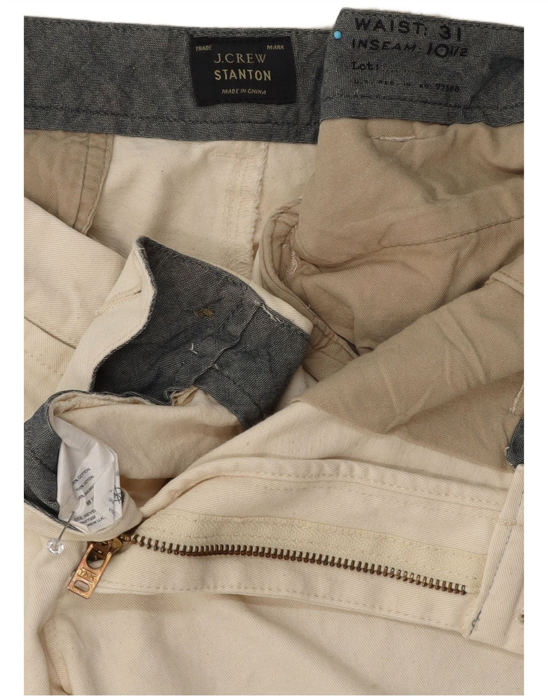 J. Crew Herre Stanton Chino Shorts W31 Medium Off White Bomuld