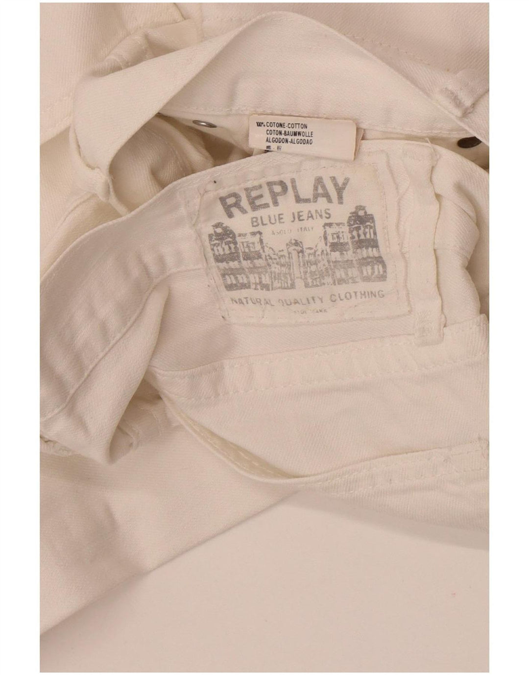 Replay Herre Straight Jeans W32 L31 Hvid Bomuld