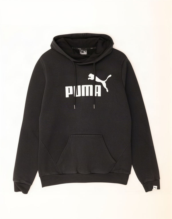 Puma Graphic Hoodie Jumper UK 12 Medium Sort Bomuld