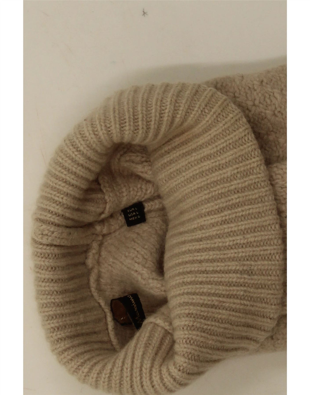 Massimo Dutti Dame Roll Neck Jumper Sweater UK 14 Stor Beige Geometrisk